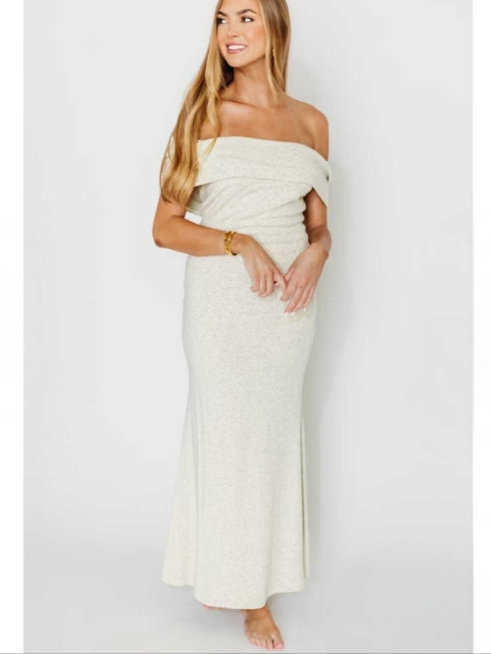 Worth Collective NWT Small Monroe Off Shoulder Dress In Heather Grey